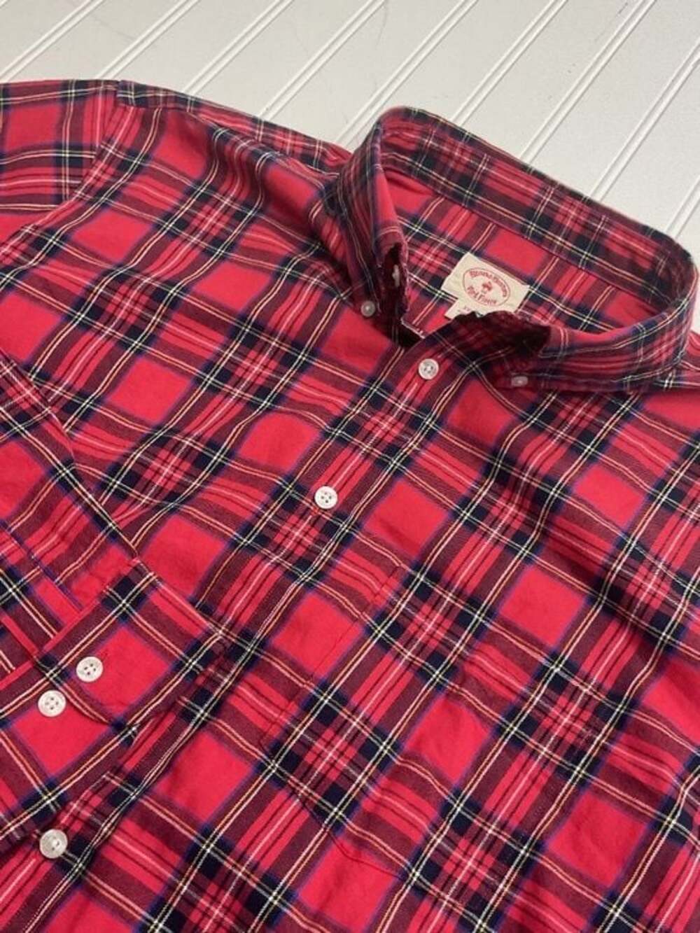 Brooks Brothers Red Fleece Men's XXL Red Plaid Button Down Shirt Tartan